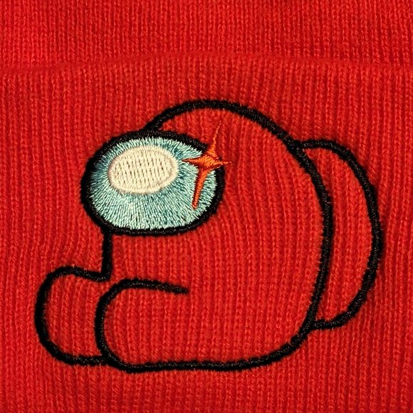 Among Us Other - Among Us Red Imposter Embroidered Knit Beanie One Size Fits Most Unisex
